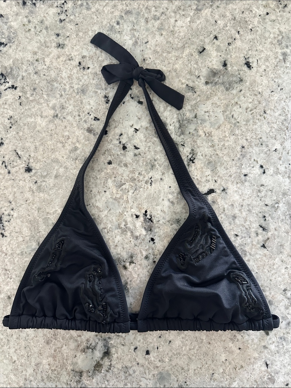 Vintage BCBG MaxAzria bikini top size Large black beaded